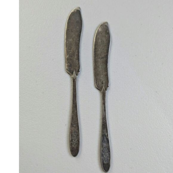 2 Vtg Oneida Butter Knives Bird of Paradise Silver Plated Community Plate Pair - Picture 1 of 4